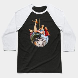 Pin-Up Girl Girls Disco Ball Retro Vintage Baseball T-Shirt